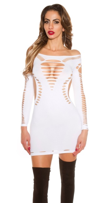 Go-Go Mini Dress with Cut Outs White